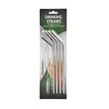 Set of 4 Stainless Steel Drinking Straws & Cleaning Brush Set